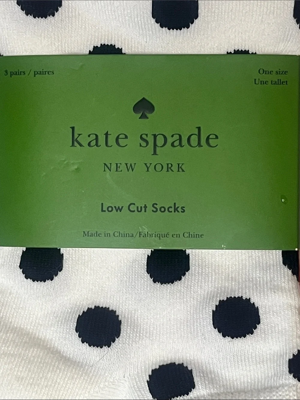kate spade Cream Polka Dot with Ladybug No-Show Socks, Black, Red